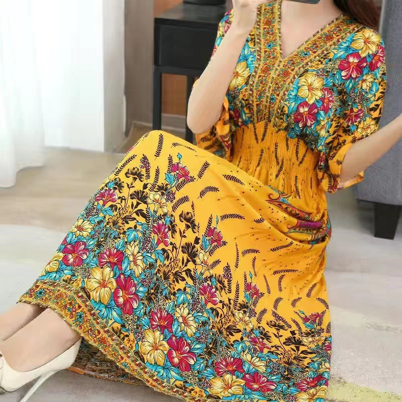 Southeast Asia Travel Floral Cotton Dress for Summer