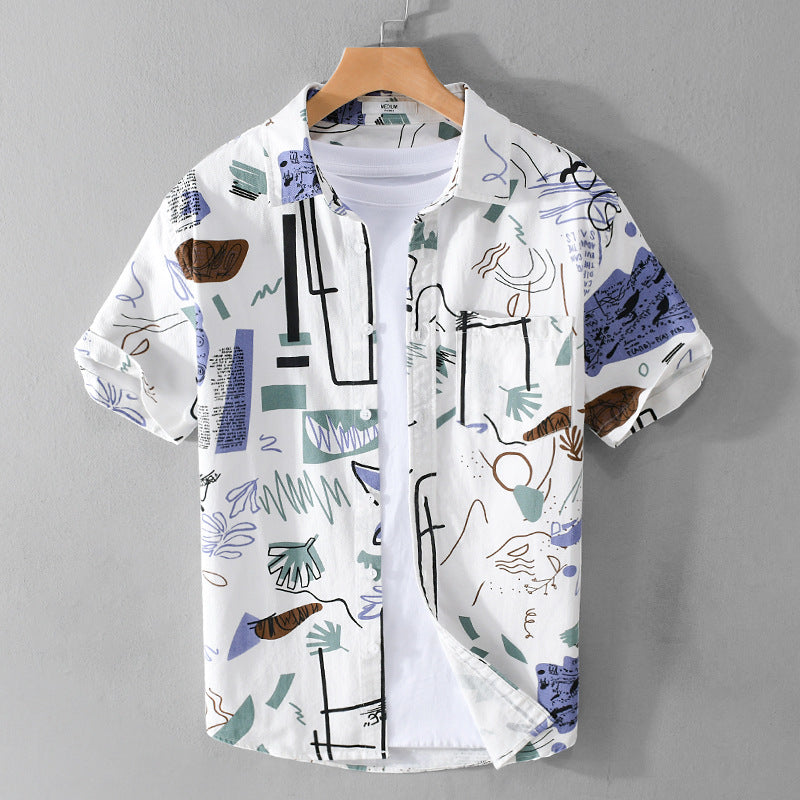 Men's Summer Printed Short Sleeve Casual Shirt 521