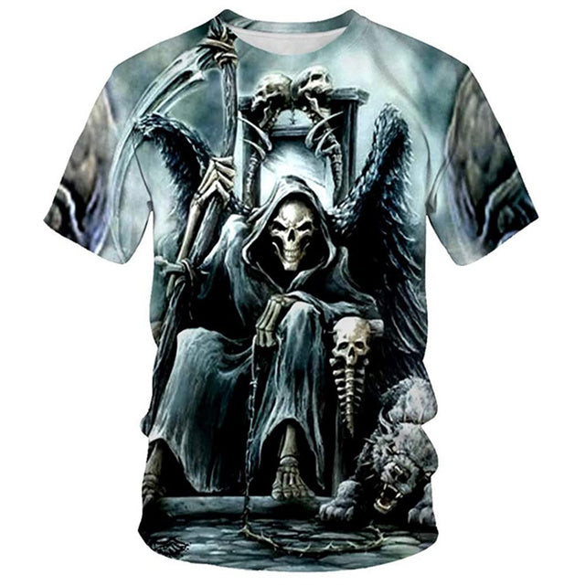 3D Skull Hip Hop O-Neck T-Shirt for Men