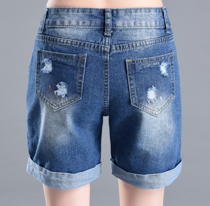 Women's Summer Distressed Cuffed Denim Shorts