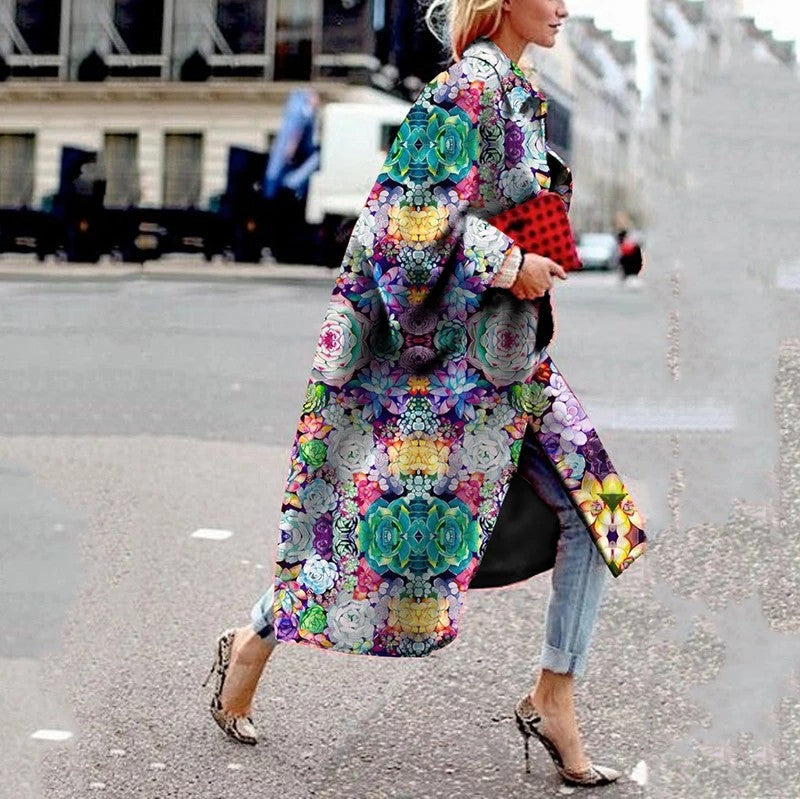 Women's Printed Loose Fit Windbreaker Jacket