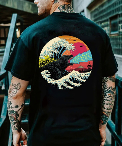 Japanese Style Cotton Short Sleeve T-Shirt for Men