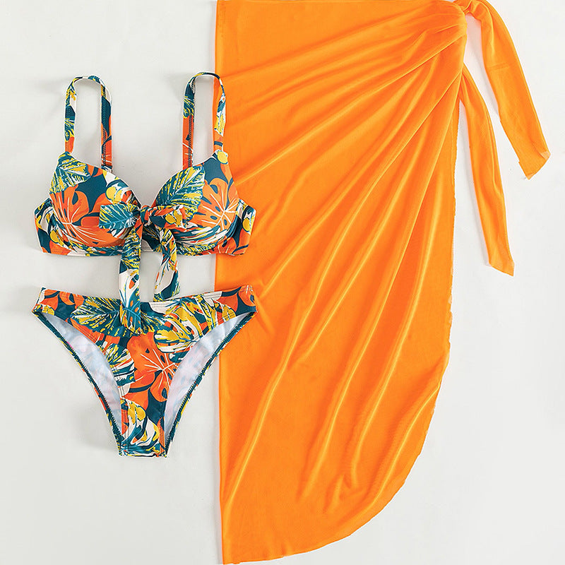 2023 Women's Three-Piece Bikini Set with Cover-Up