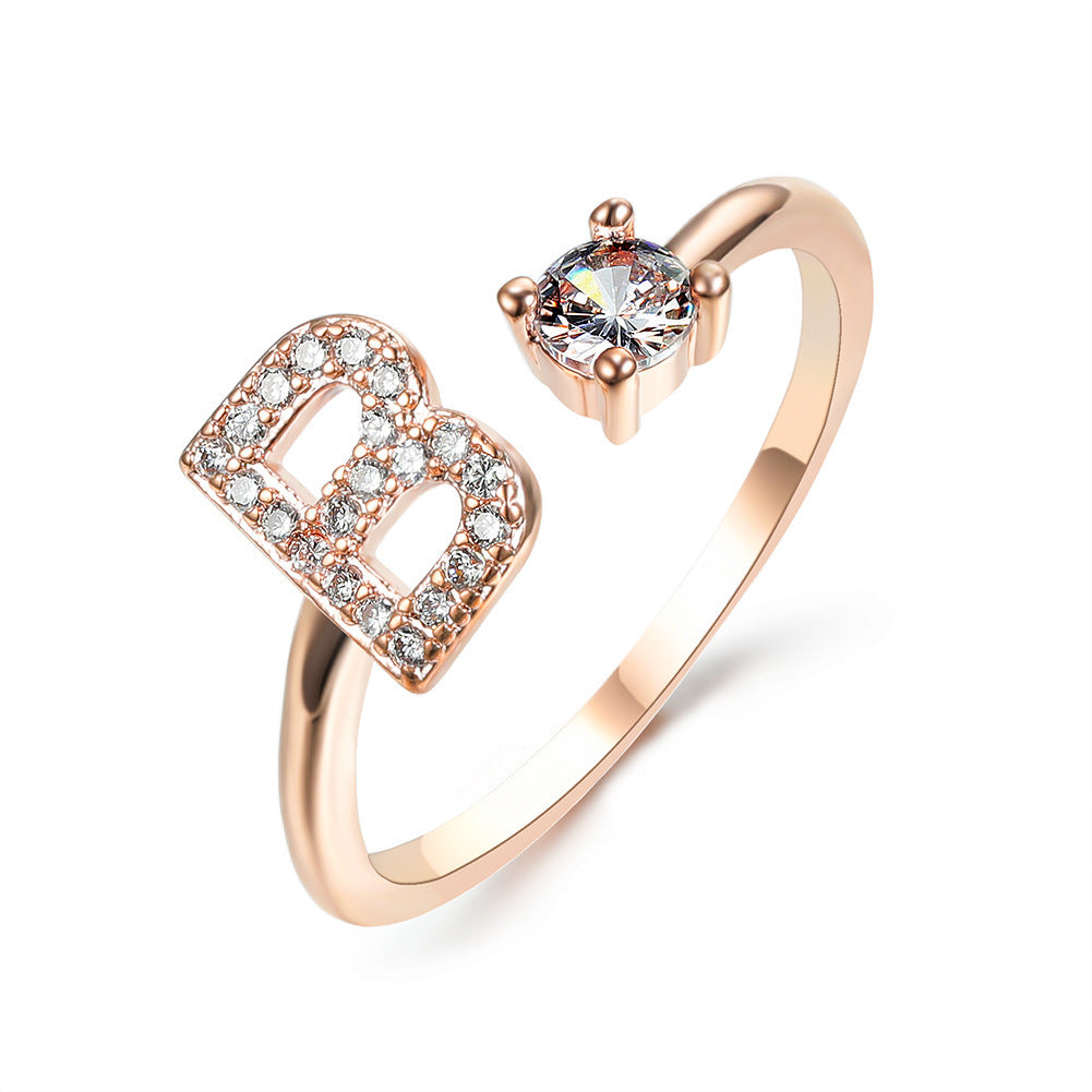 Evarisluxe Initial Letter Gold Ring