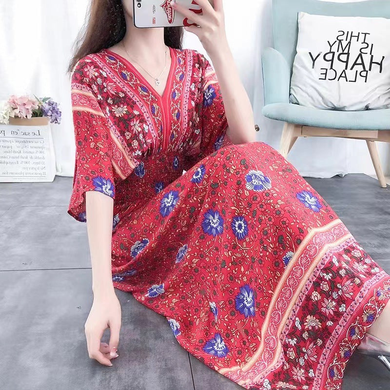 Southeast Asia Travel Floral Cotton Dress for Summer