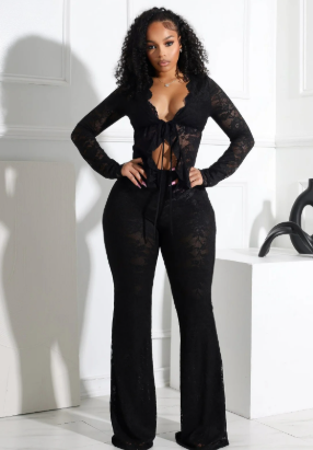 Sexy Lacing Hollow Cardigan Two-piece Suit