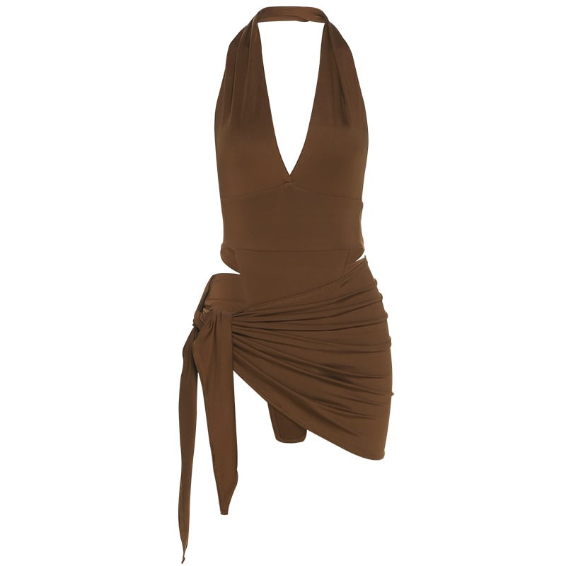 Summer Women's Sexy V-neck Halter Dress