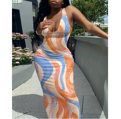 Evarisluxe Printed Fashion Dress