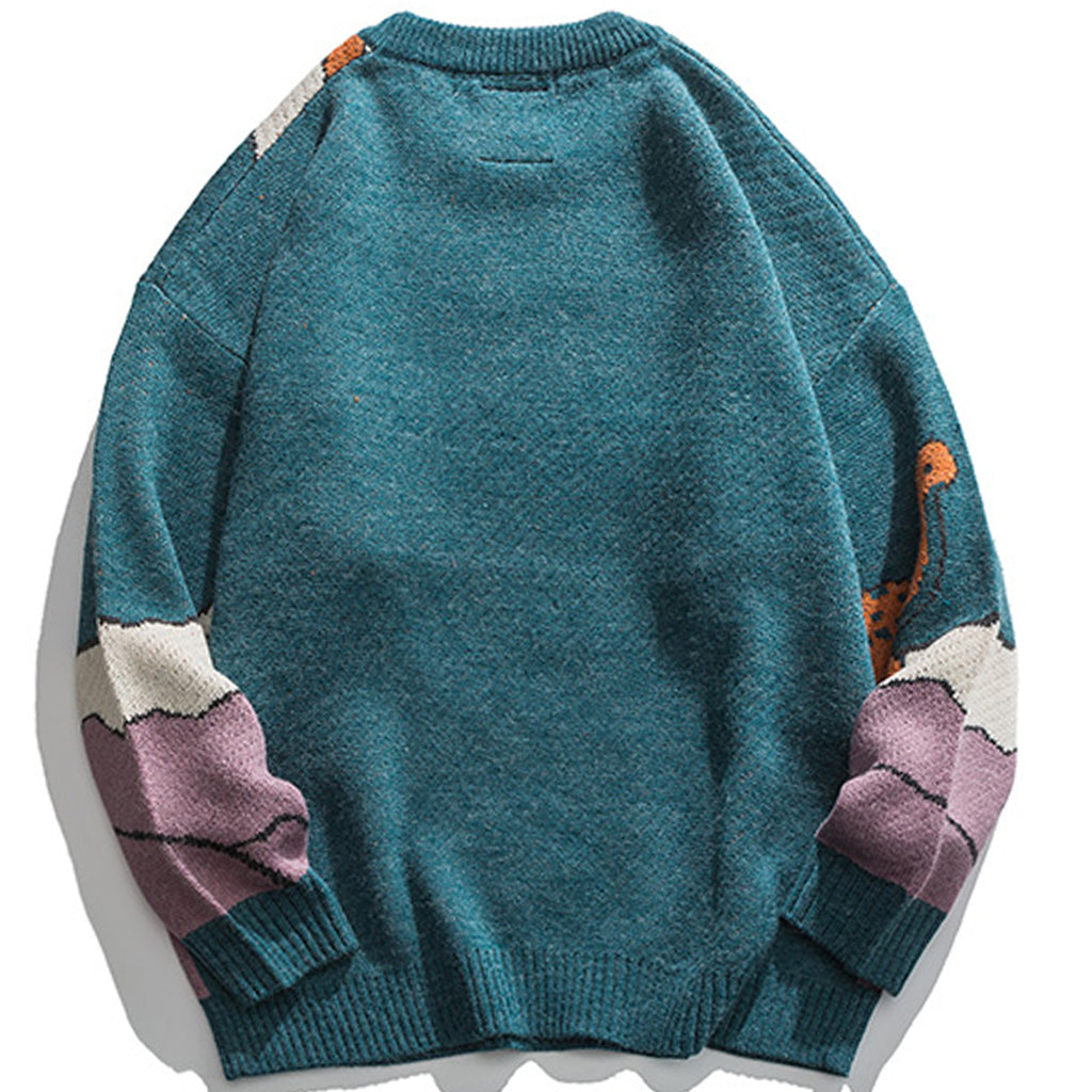 Vintage Cartoon Dinosaur Knitted Pullover Sweater