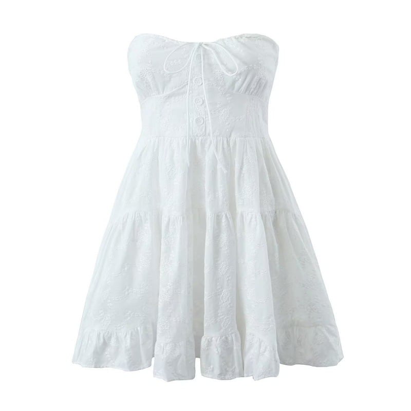 Sweet Spring Women's White Lace Chest Wrap Dress