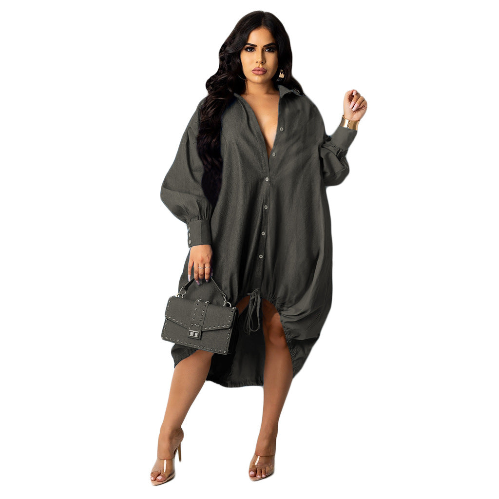 Evarisluxe Patchwork Hem Drawstring Dress