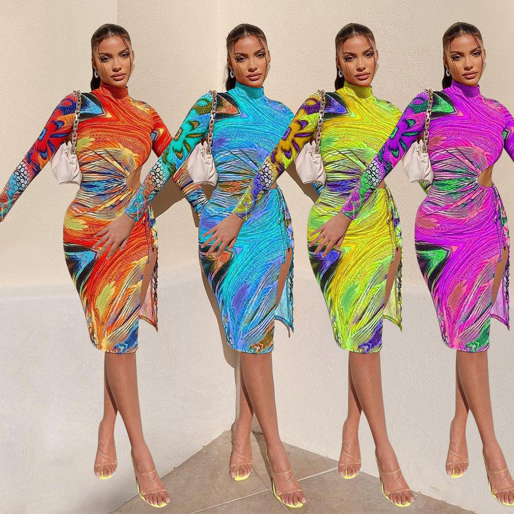 Evarisluxe Mid-Length Printed Dress for Women