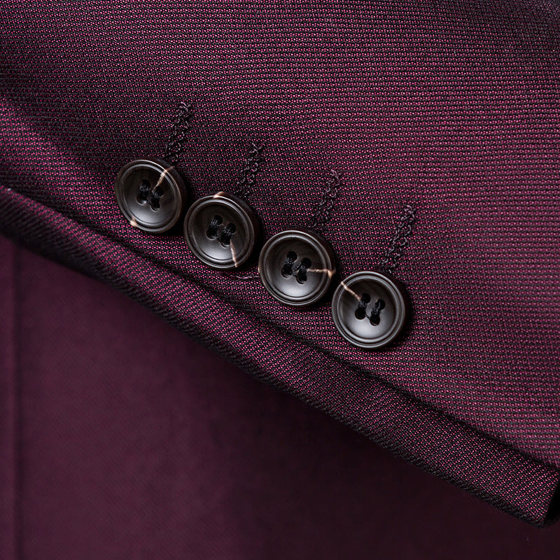 Men's Three-Piece Wedding Suit with Notch Lapel