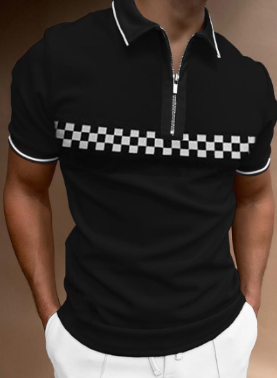 Men's Polo Shirt with National Stitching Color Print