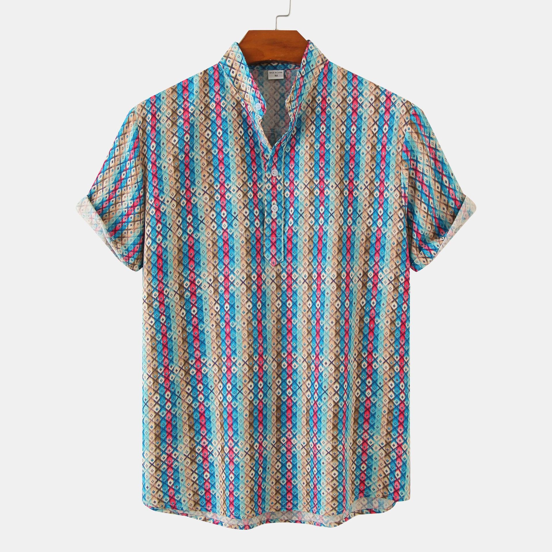 Summer Camouflage Print Short Sleeve Shirt for Men