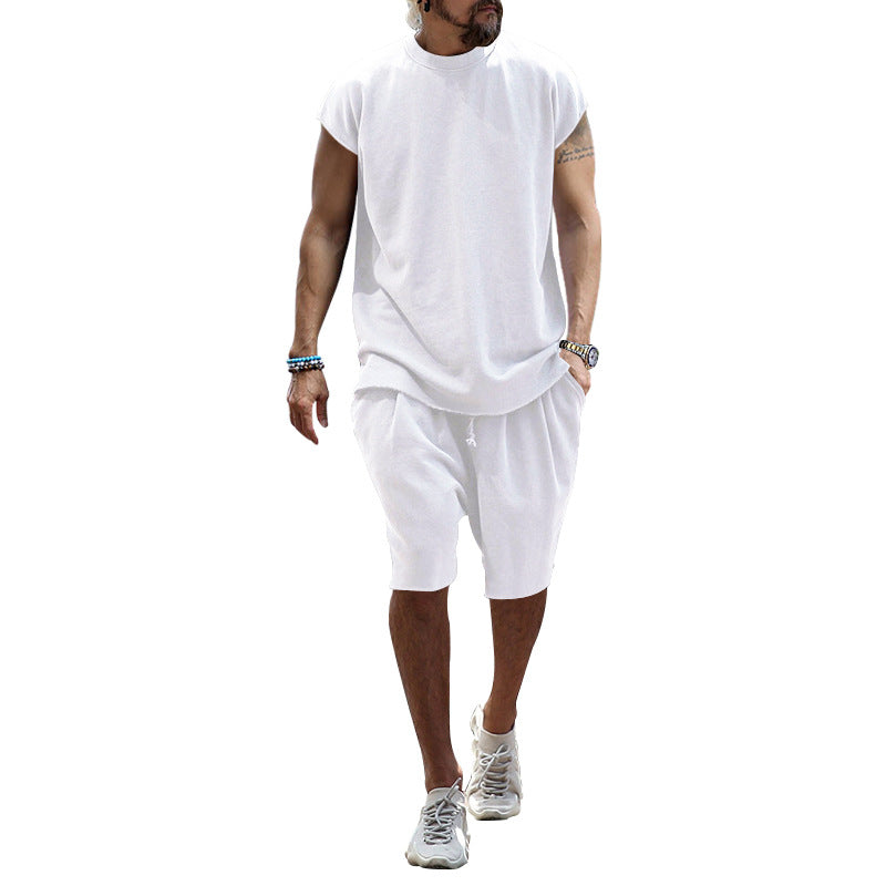 Trendy Terry Summer Half-Sleeve Casual Sports Suit