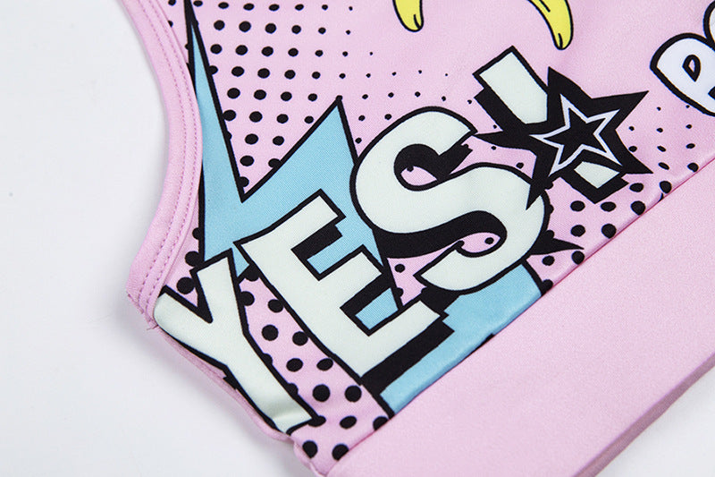 Cartoon Print Yoga Set for Women (Two-Piece)
