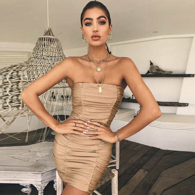 Elegant Strapless Summer Dress for Women (Nightclub Style)