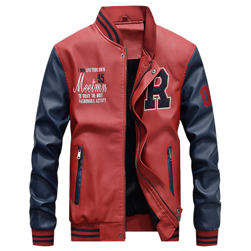 Men's PU Leather Jacket - Casual Spring/Fall Outerwear