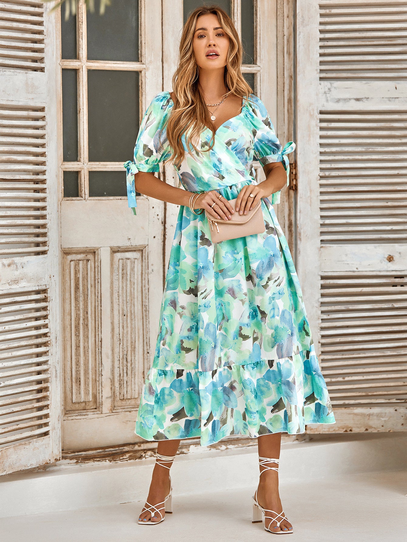 2023 Summer Women's Floral V-Neck Long Dress