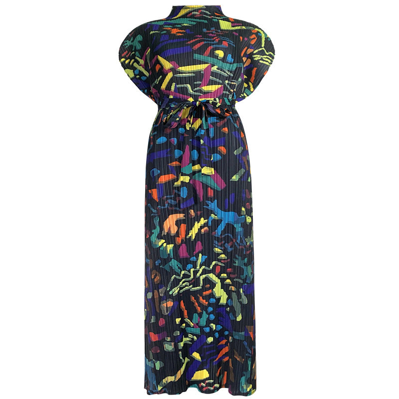 Printed Mid-Length Dress for Women - Summer 2024 Style