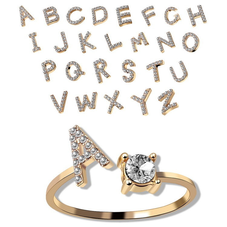Evarisluxe Initial Letter Gold Ring