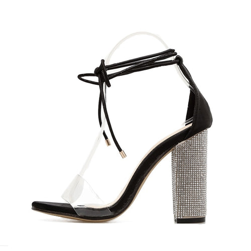 Evarisluxe Diamanté Rhinestone Chunky Heel