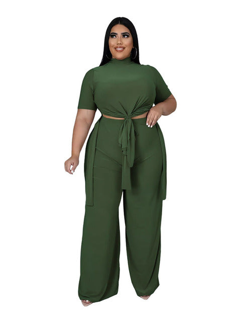 V-Neck Two Piece Set for Women with Side Straps