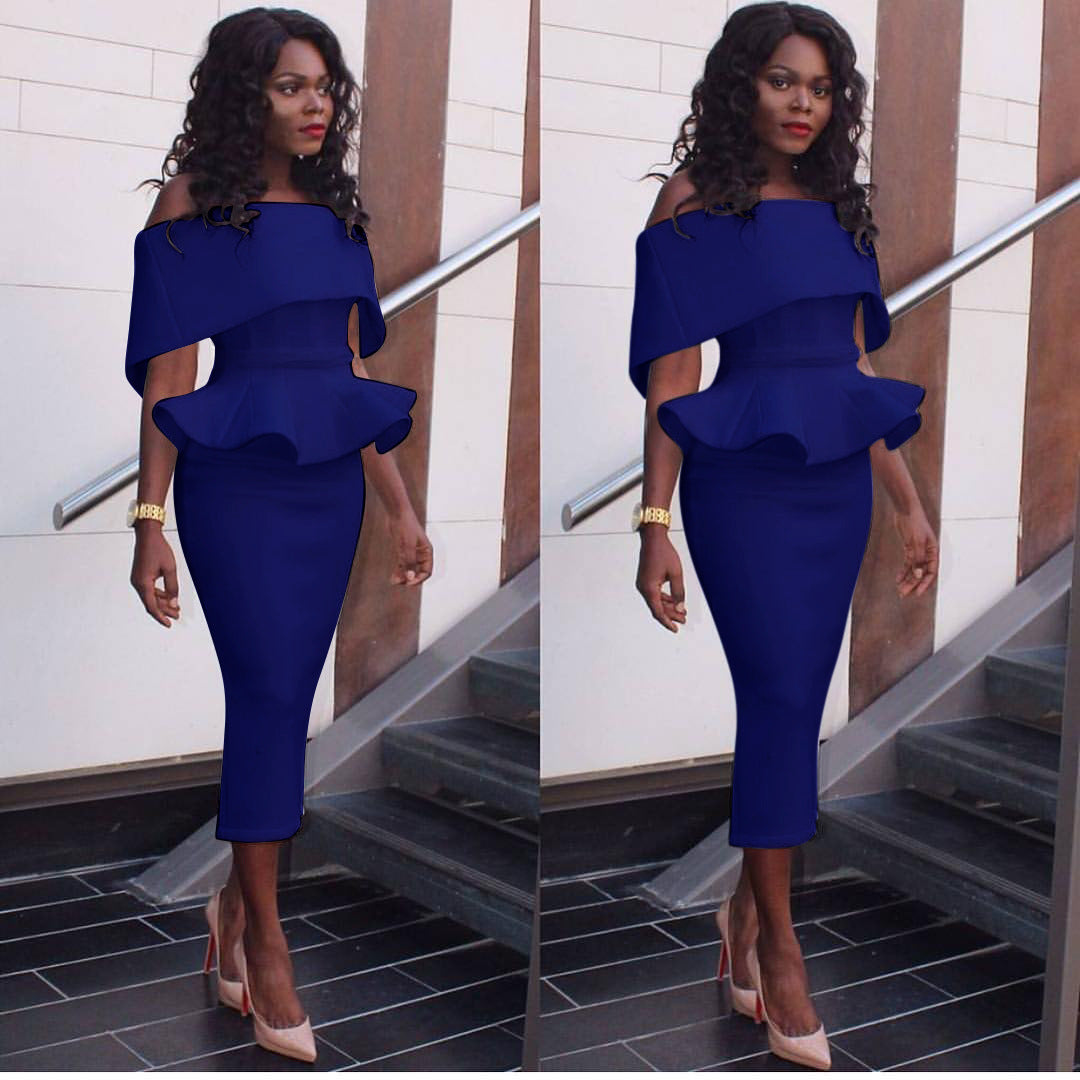 Evarisluxe Off-Shoulder Bodycon Midi Dress