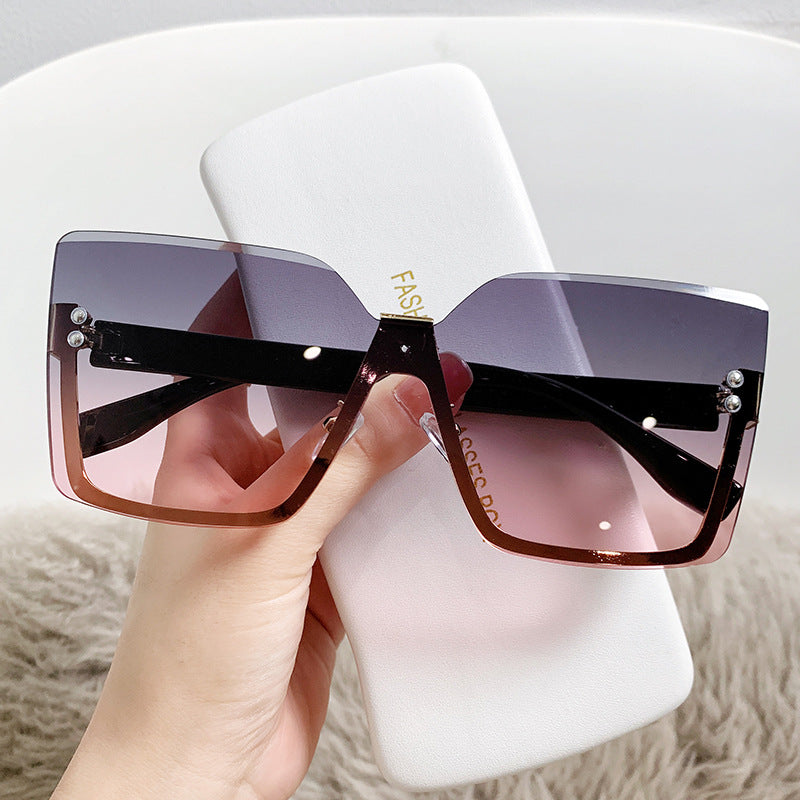 Slim Half-Frame Metal Sunglasses for Women