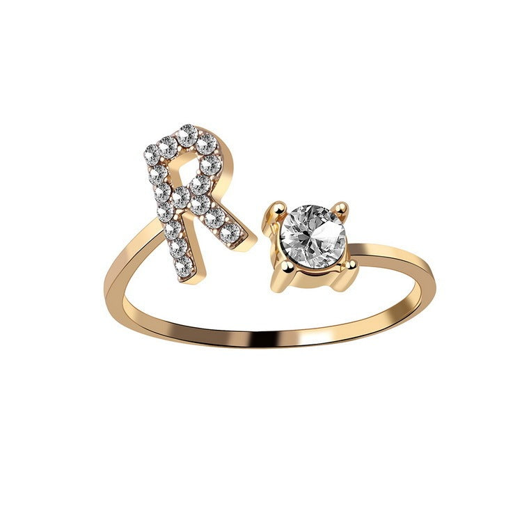 Evarisluxe Initial Letter Gold Ring