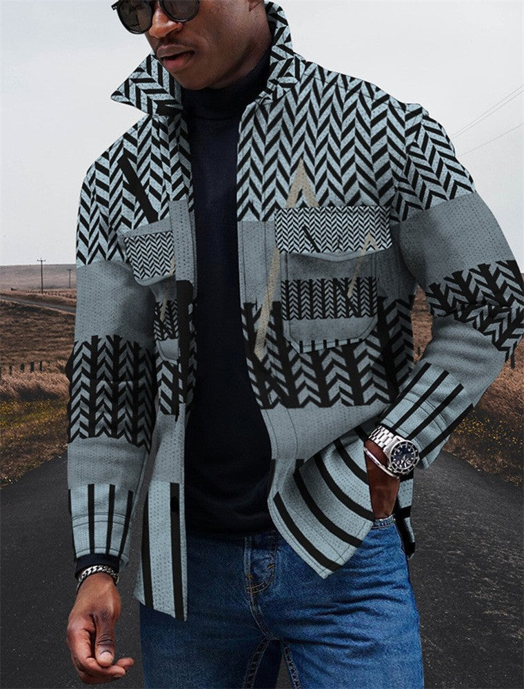 3D Printed Men's Lapel Fashion Jacket