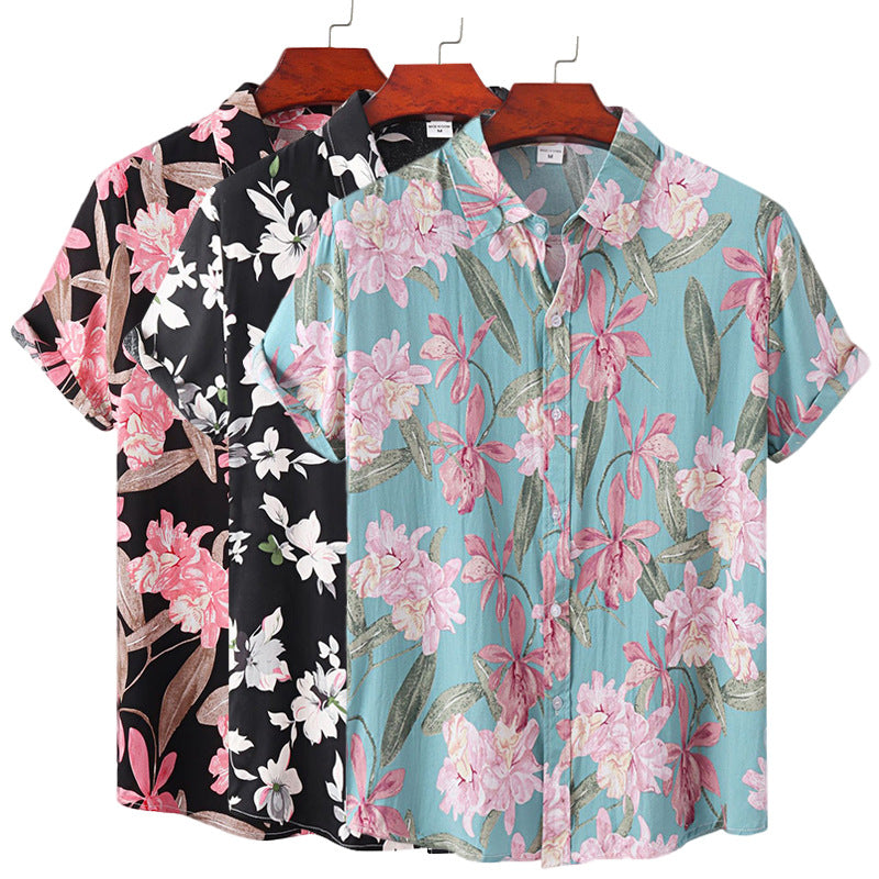 Hawaiian Men's Summer Shirt with 3D Sunflower Print