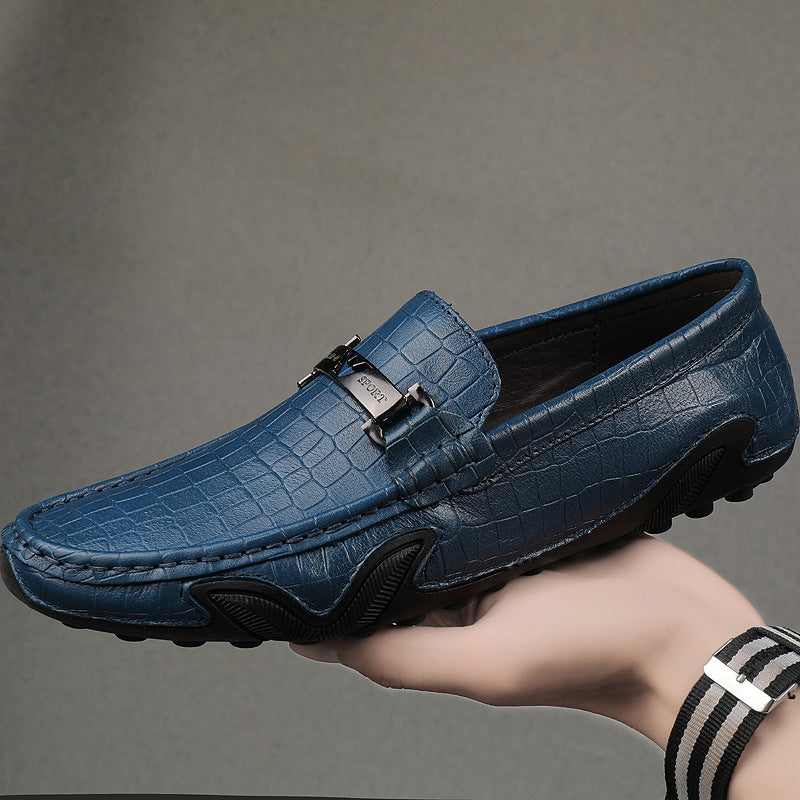 New Crocodile Pattern Leather Driving Loafers (Breathable)