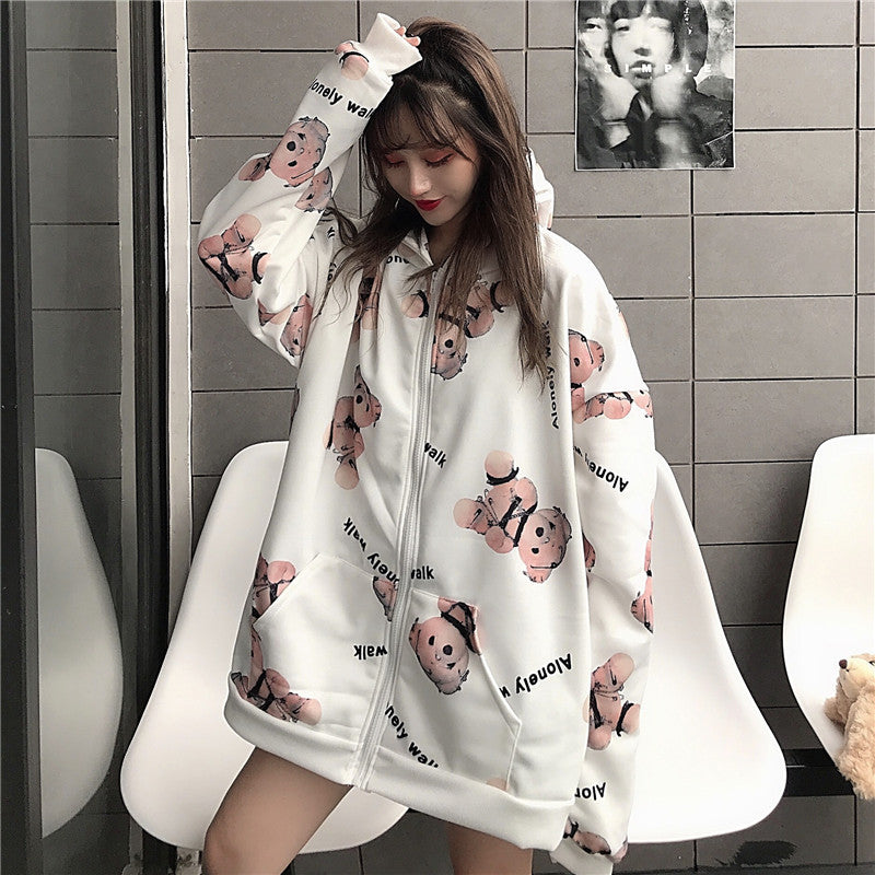 Trendy Bear Hoodie for Women - Loose Fit Autumn Jacket