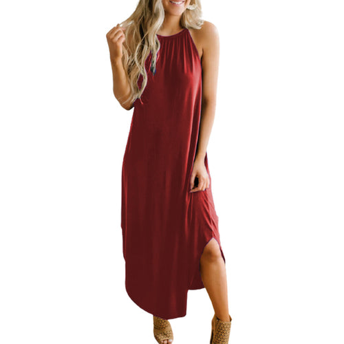 2021 Spring Summer Women's Solid Color Maxi Dress