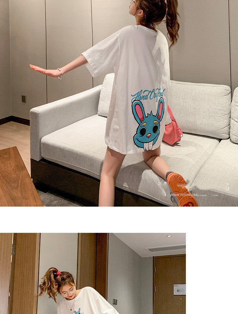 Summer Loose Cotton T-Shirt for Women - Korean Style