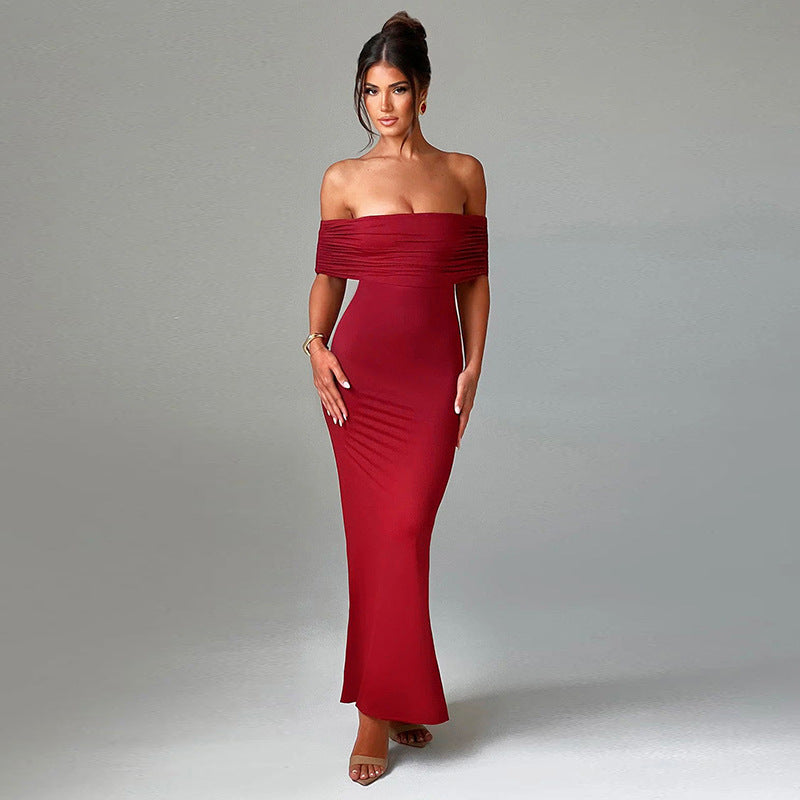 Elegant Backless Off-Shoulder Maxi Dress