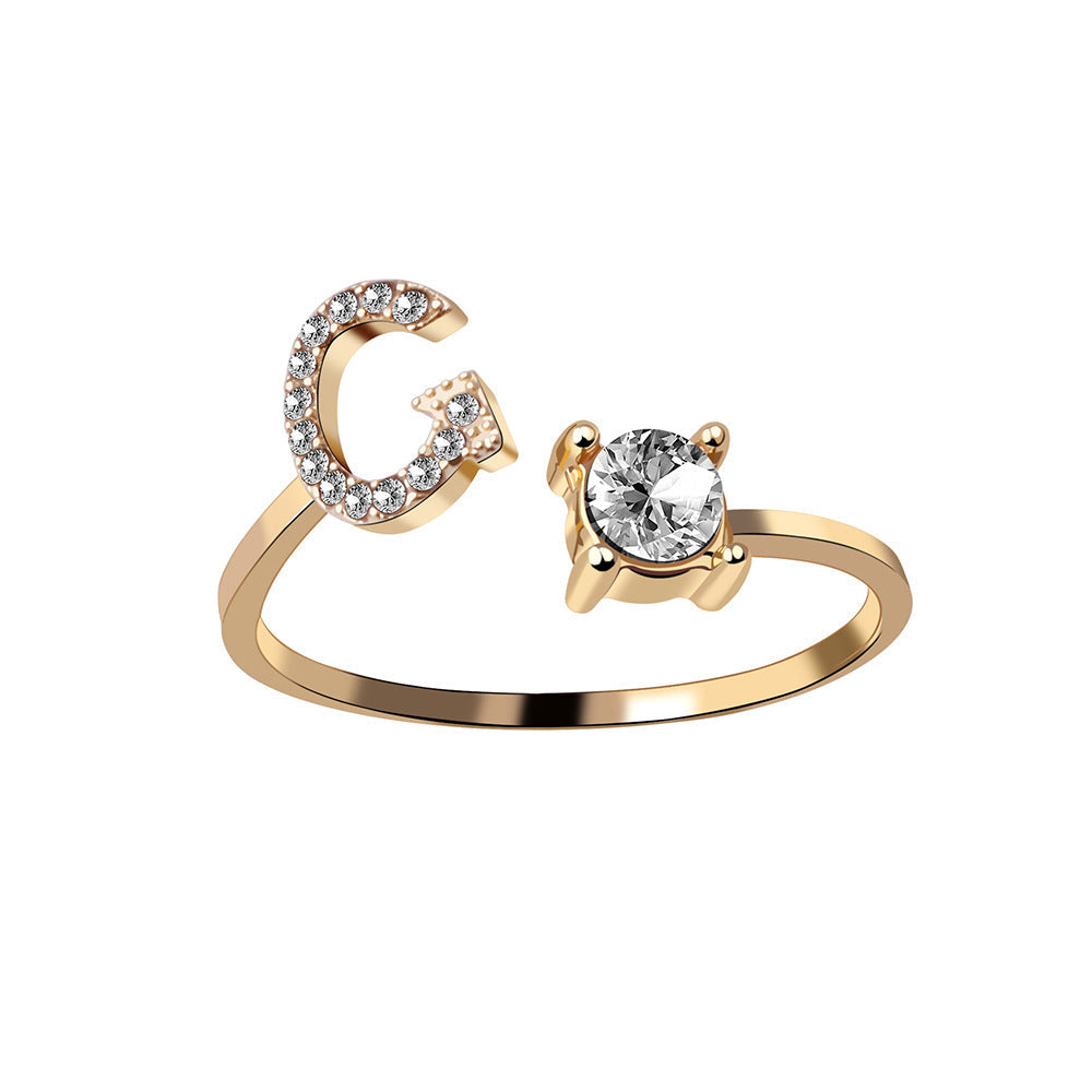 Evarisluxe Initial Letter Gold Ring