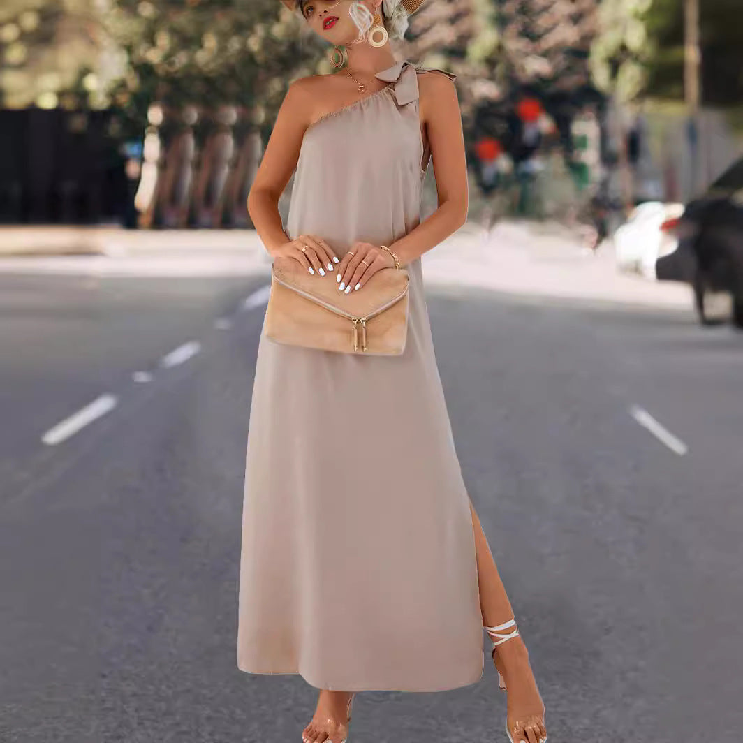 2023 Spring/Summer Women's One-Shoulder Dress