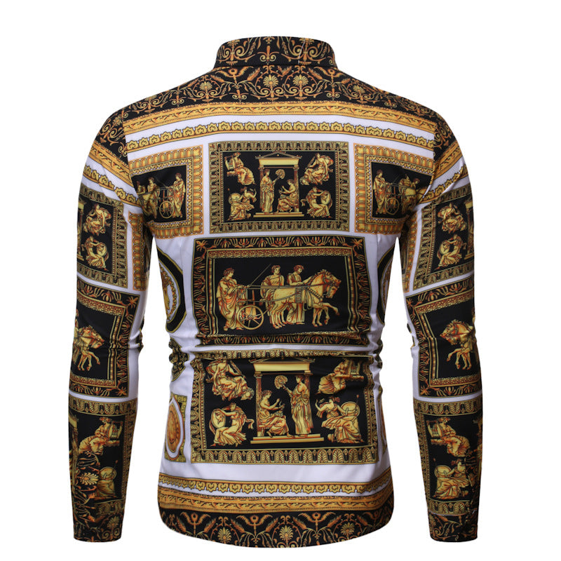 Casual Floral Long Sleeve Shirt for Men