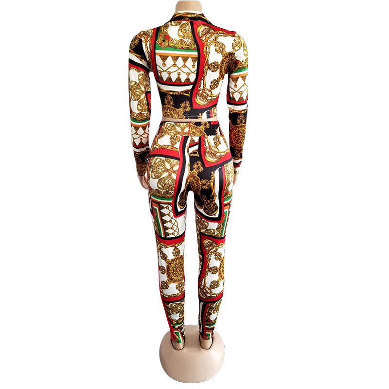 Women's Fashion Digital Print Casual Two-Piece Set