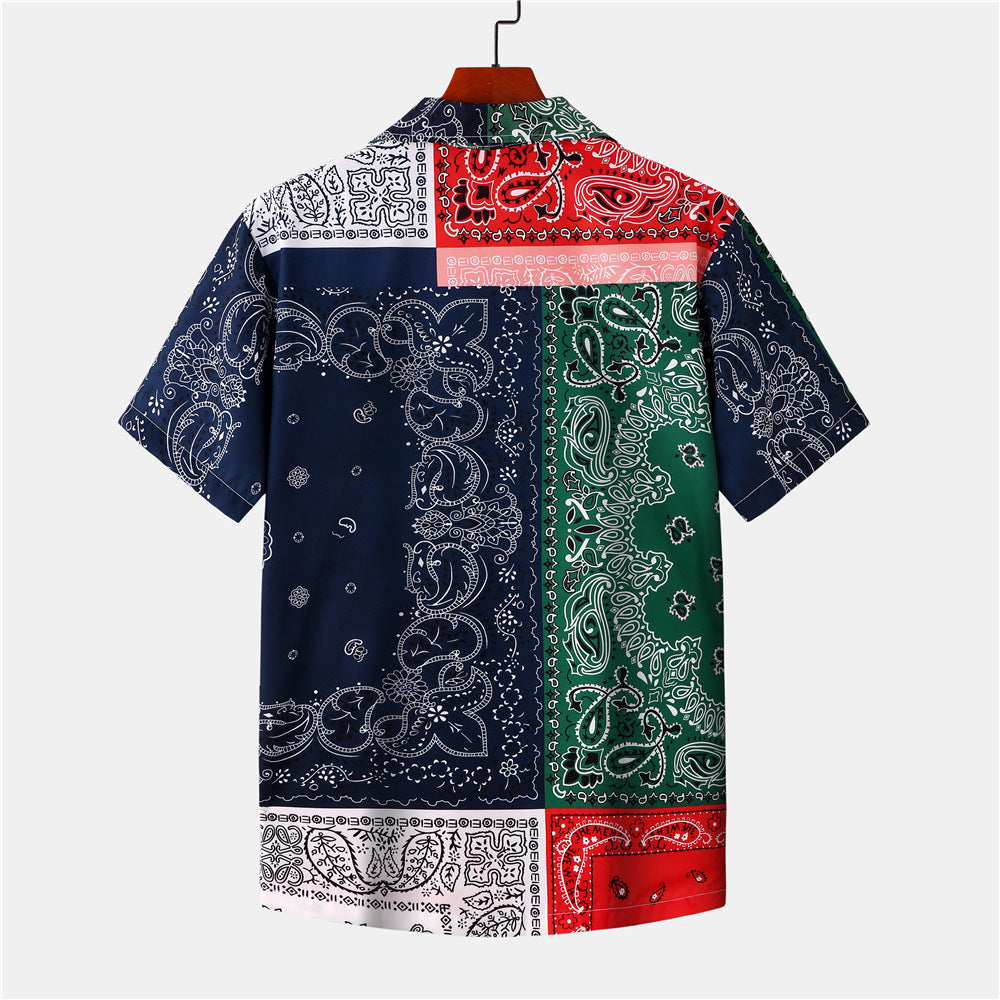 African Print Summer Beach Short Sleeve Shirts