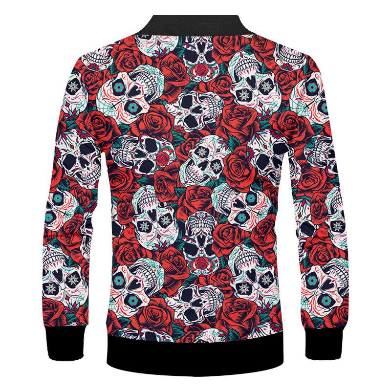3D Printed Rose Skull Pattern Casual Jacket for Men