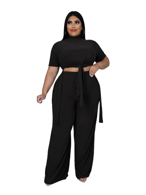 V-Neck Two Piece Set for Women with Side Straps