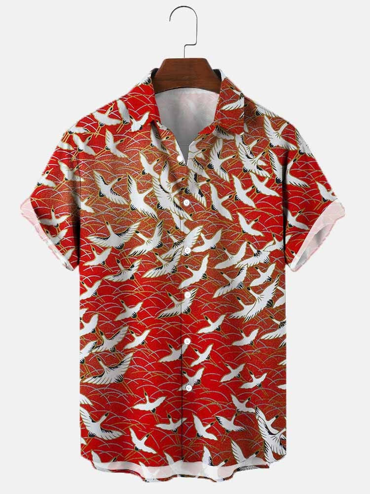 Men's Hawaiian Print Short Sleeve Shirt for Summer