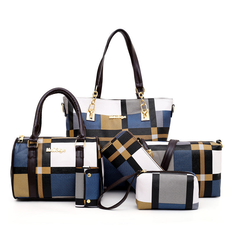 Autumn Winter British Check Pattern Six-Piece Bag Set