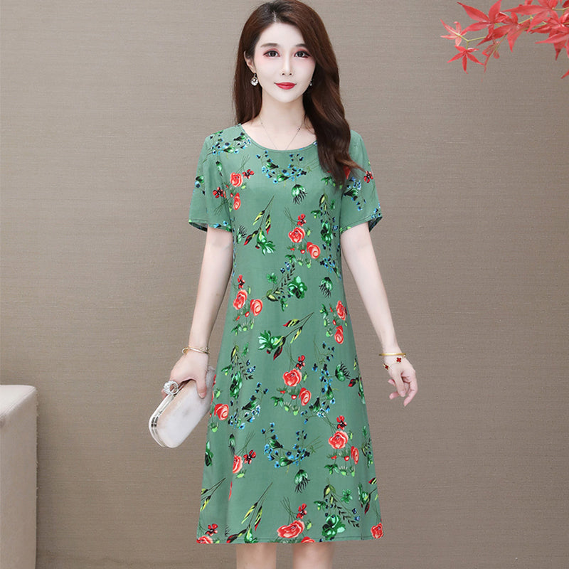 Chic Short Sleeve Cotton Dress for Summer Women
