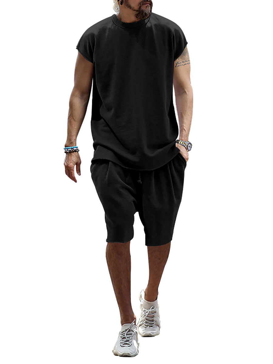 Trendy Terry Summer Half-Sleeve Casual Sports Suit