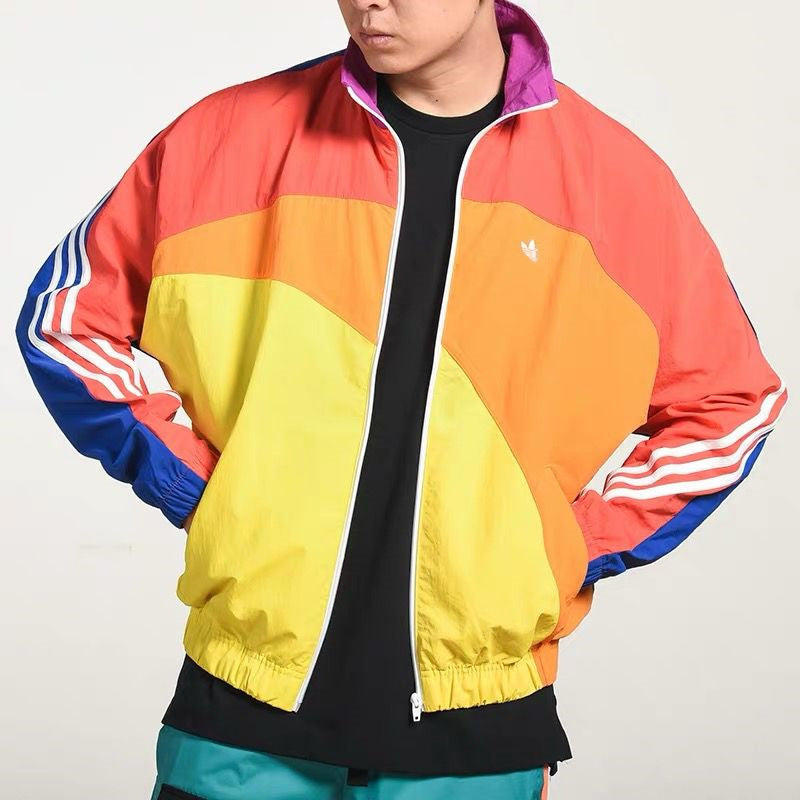 Rainbow Patchwork Casual Sports Jacket for AD Men/Women